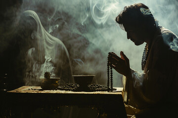 Generated with AI picture of mysterious creepy monster ghost from hell