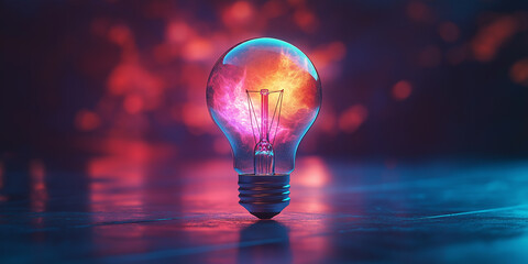 Glowing Light Bulb with Abstract Energy Patterns