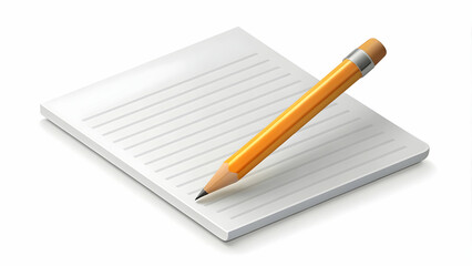 3d Flat icon as Pencil and paper symbolizing drawing and planning with ample space for text. concept as A pencil and a sheet of paper representing the fundamentals of drawing and planning with room fo