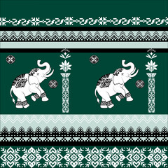 Pattern with Joyful Elephants Playing