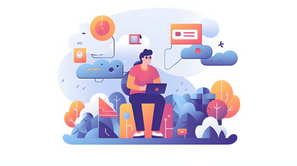 Play Games Illustration Flat Vector