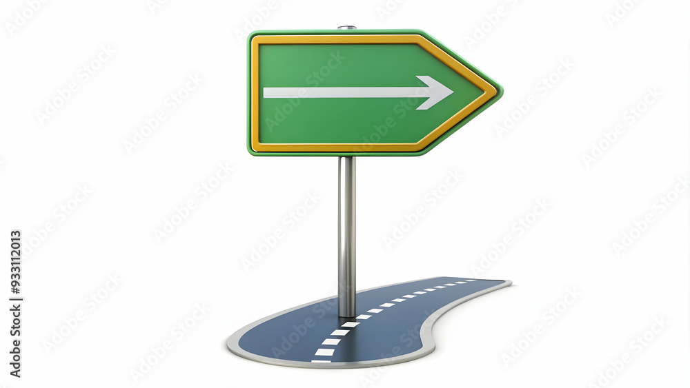 Poster 3d flat icon as road and destination sign symbolizing journey and goal with ample space for text. co