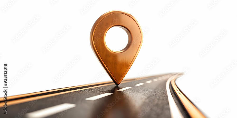 Poster 3d flat icon as road and destination sign symbolizing journey and goal with ample space for text. co