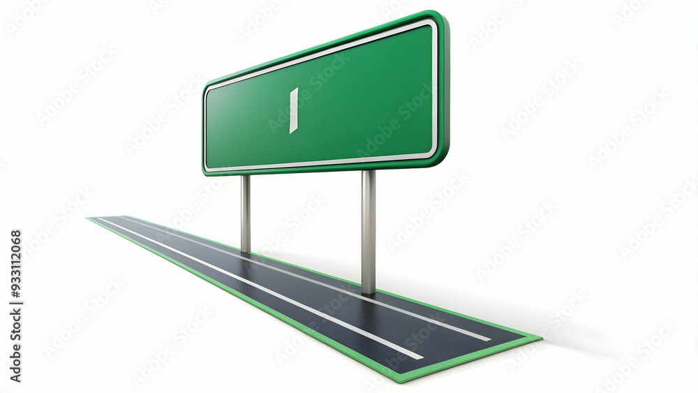 Poster 3d flat icon as road and destination sign symbolizing journey and goal with ample space for text. co