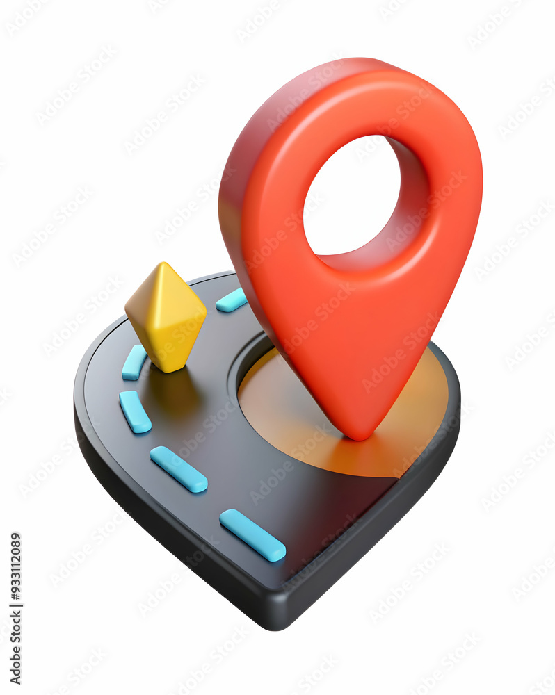Poster 3d flat icon as road and destination sign symbolizing journey and goal with ample space for text. co