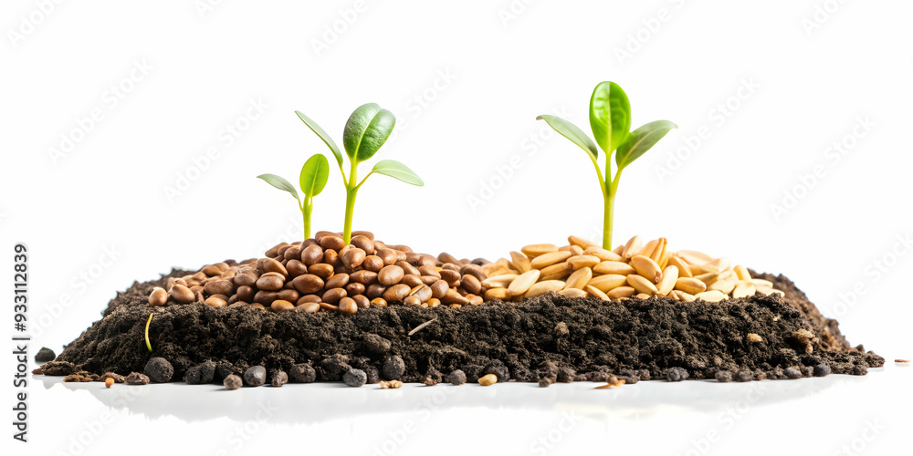 Aufkleber 3d flat icon as seeds and soil symbolizing growth and nurturing with ample space for text. concept a