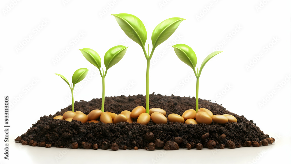 Aufkleber 3d flat icon as seeds and soil symbolizing growth and nurturing with ample space for text. concept a