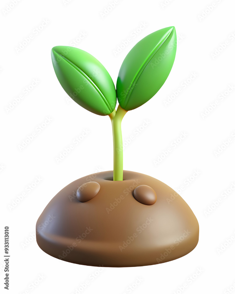 Poster 3d flat icon as seeds and soil symbolizing growth and nurturing with ample space for text. concept a
