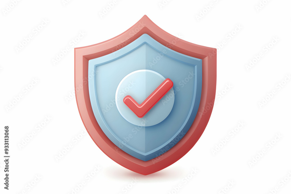 Poster 3d flat icon as shield and a warranty seal symbolizing protection and validity with ample space for 