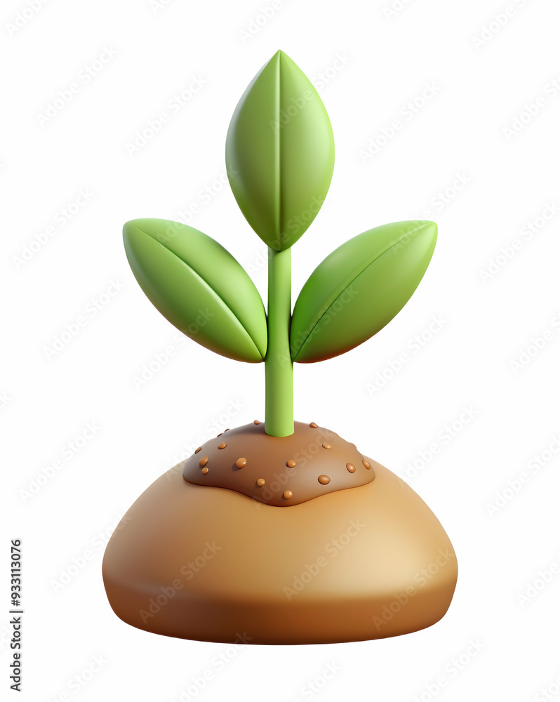 Poster 3d flat icon as seeds and soil symbolizing growth and nurturing with ample space for text. concept a