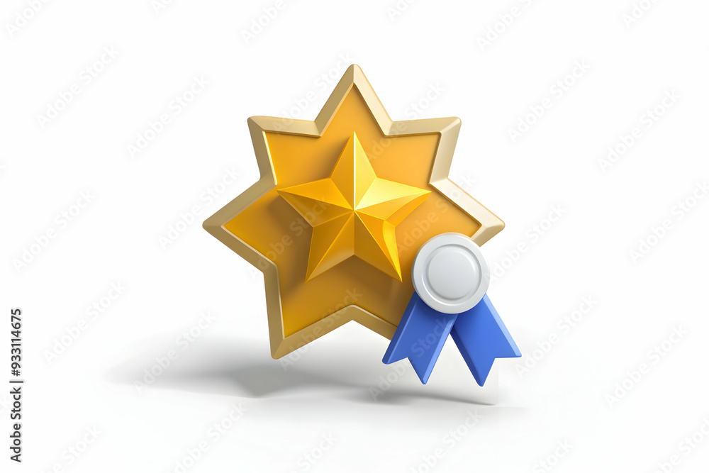 Poster 3d flat icon as star and thank you badge symbolizing recognition and thanks with ample space for tex