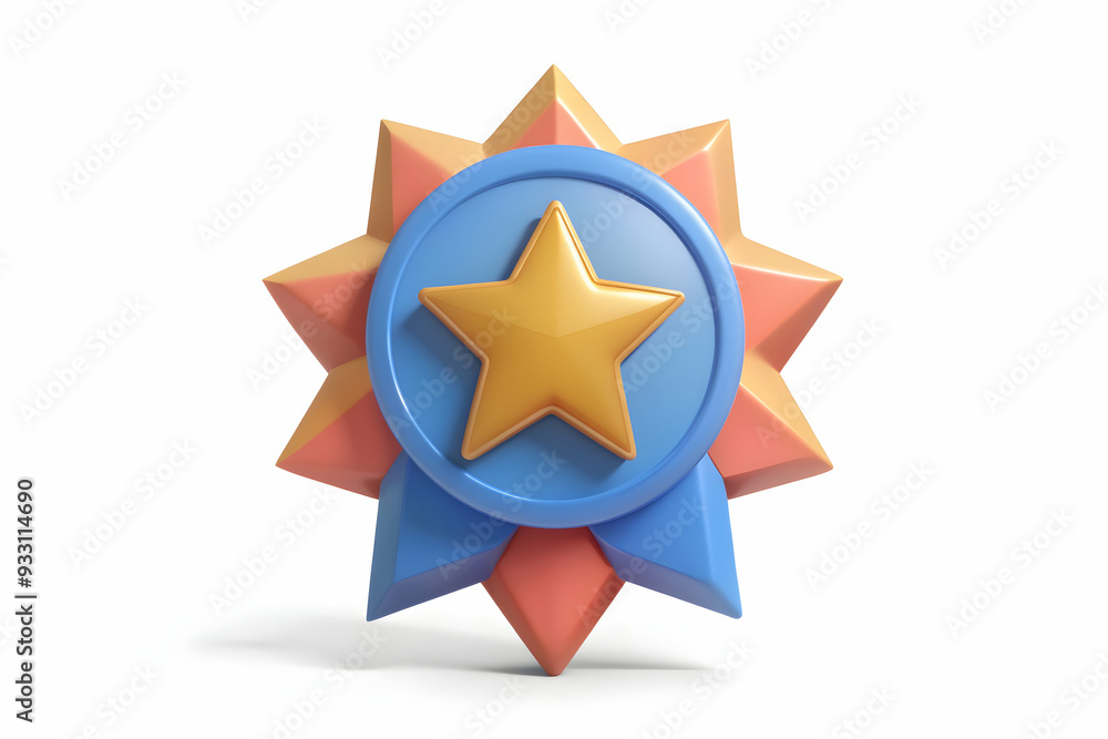 Poster 3d flat icon as star and thank you badge symbolizing recognition and thanks with ample space for tex
