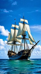 Fototapeta premium beautiful sailing ship in the sea