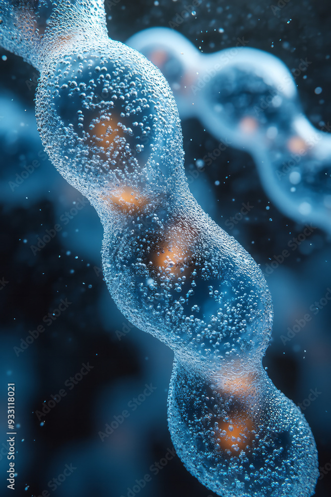Aufkleber A macro image of chromosomal bands, showcasing the unique patterns in each chromosome set,