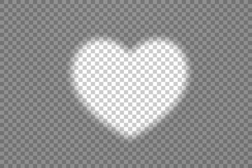 Shadow overlay heart shape spotlight effect isolated on a transparent background.