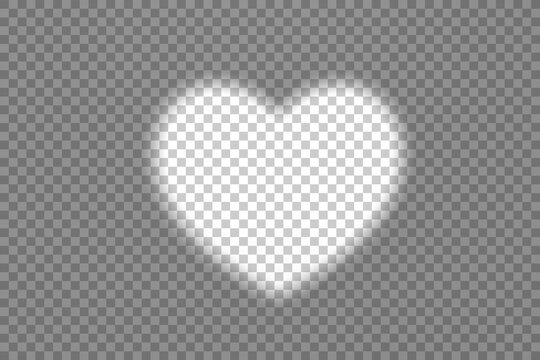 Shadow overlay heart shape spotlight effect isolated on a transparent background.