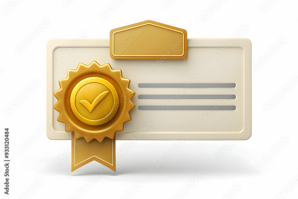 Poster 3d flat icon as warranty card and a gold star symbolizing quality and warranty with ample space for 