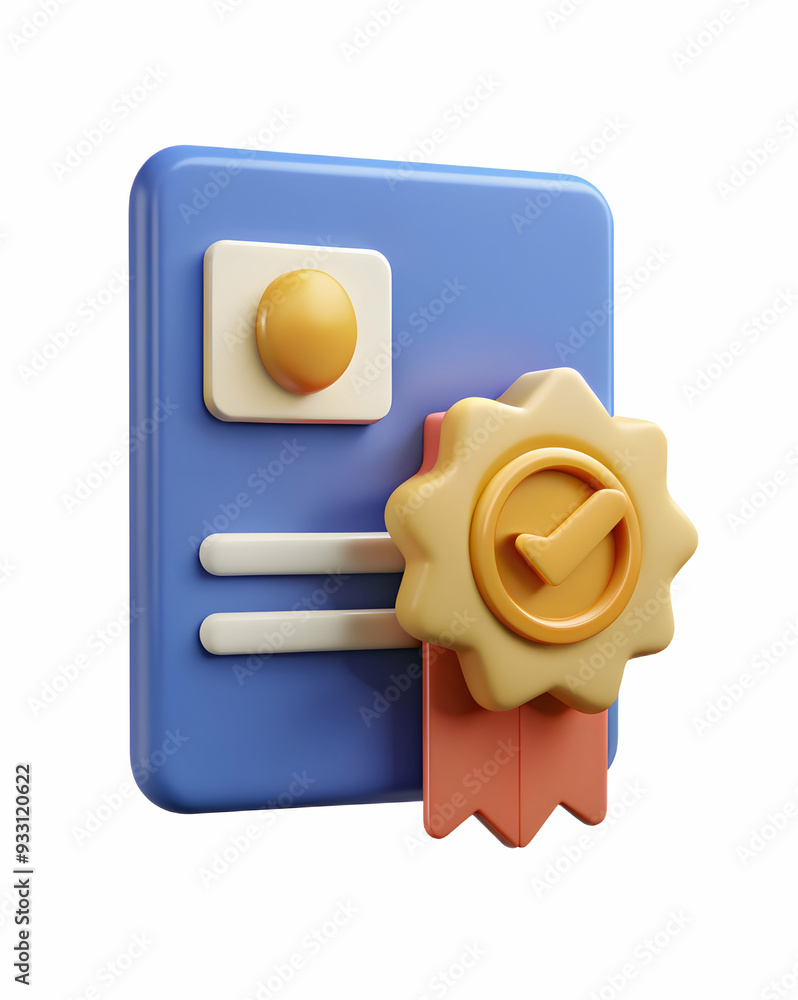 Poster 3d flat icon as warranty card and a gold star symbolizing quality and warranty with ample space for 