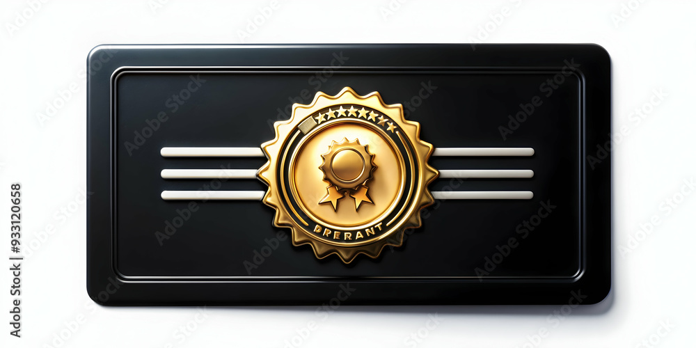 Poster 3d flat icon as warranty card and a gold star symbolizing quality and warranty with ample space for 