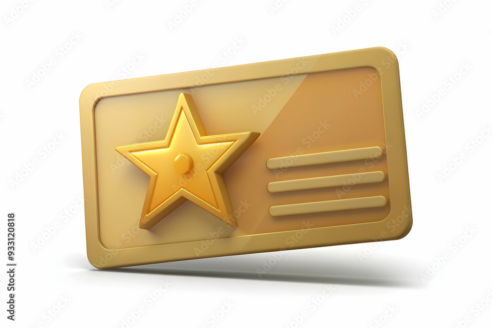 Poster 3d flat icon as warranty card and a gold star symbolizing quality and warranty with ample space for 