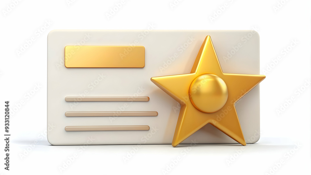 Poster 3d flat icon as warranty card and a gold star symbolizing quality and warranty with ample space for 