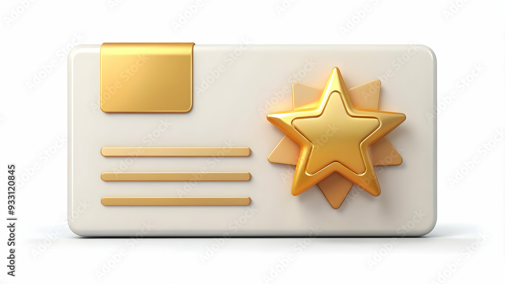 Poster 3d flat icon as warranty card and a gold star symbolizing quality and warranty with ample space for 