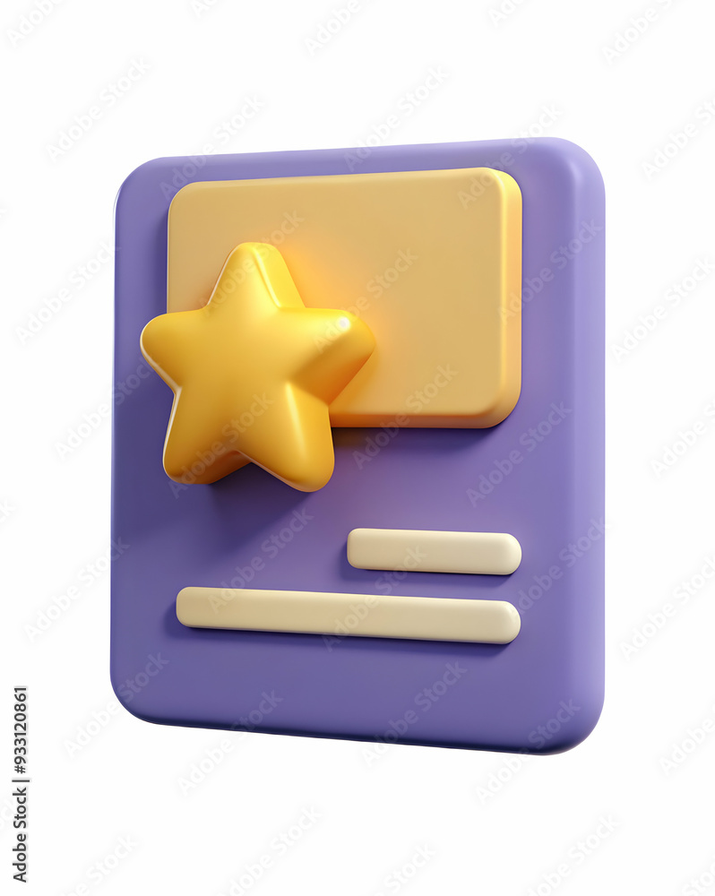 Poster 3d flat icon as warranty card and a gold star symbolizing quality and warranty with ample space for 