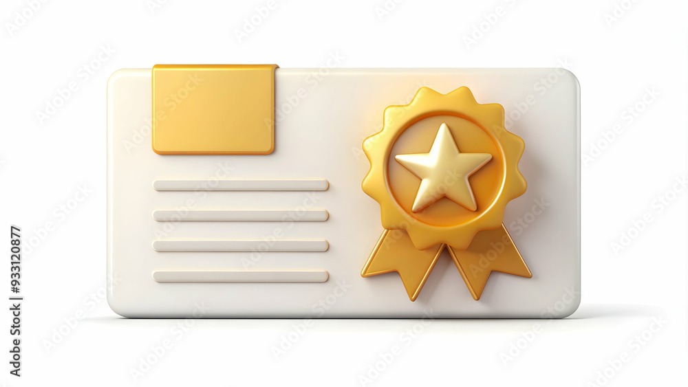 Poster 3d flat icon as warranty card and a gold star symbolizing quality and warranty with ample space for 