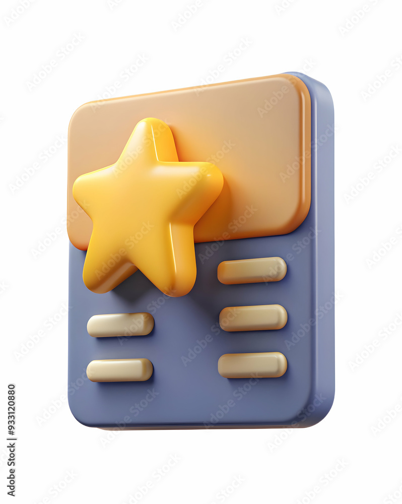 Poster 3d flat icon as warranty card and a gold star symbolizing quality and warranty with ample space for 