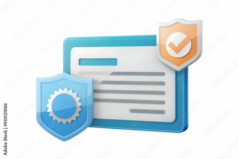 Poster 3d flat icon as warranty card and a product manual symbolizing information and warranty with ample s