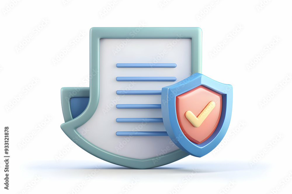 Poster 3d flat icon as warranty certificate and a stamp symbolizing official guarantee with ample space for