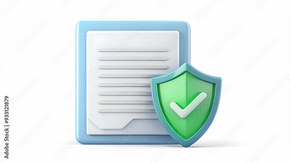 Poster 3d flat icon as warranty certificate and a stamp symbolizing official guarantee with ample space for