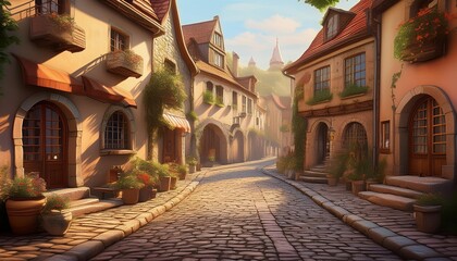 Obraz premium Historical cobblestone streets in a quaint European town.
