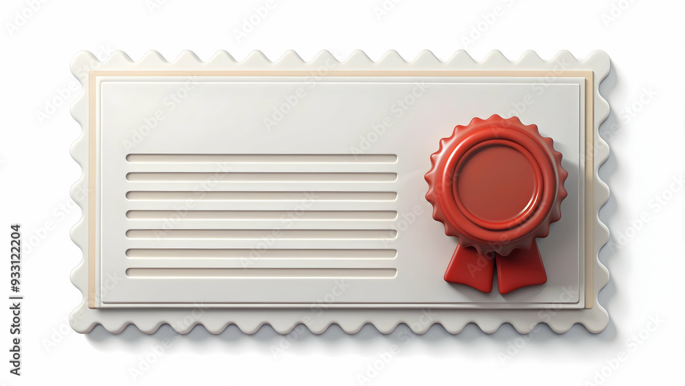 Poster 3d flat icon as warranty certificate and a stamp symbolizing official guarantee with ample space for