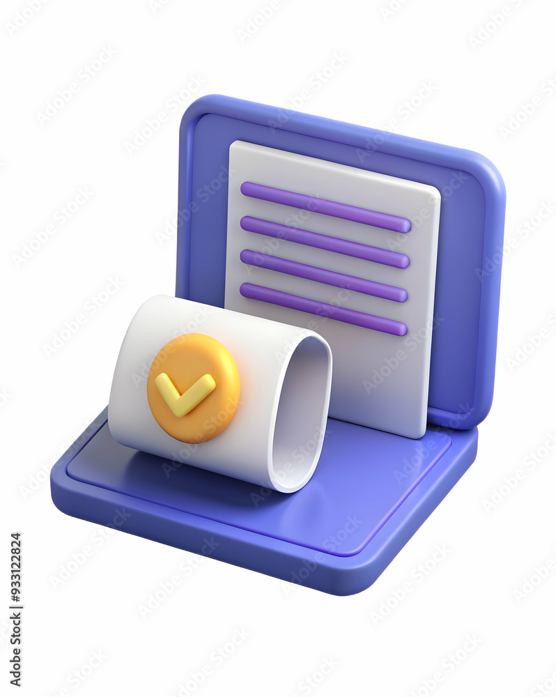 Poster 3d flat icon as warranty emblem and a ribbon symbolizing guarantee and recognition with ample space 