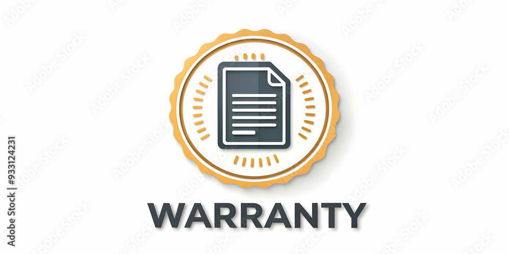 Poster 3d flat icon as warranty logo and a document symbolizing branding and warranty with ample space for 