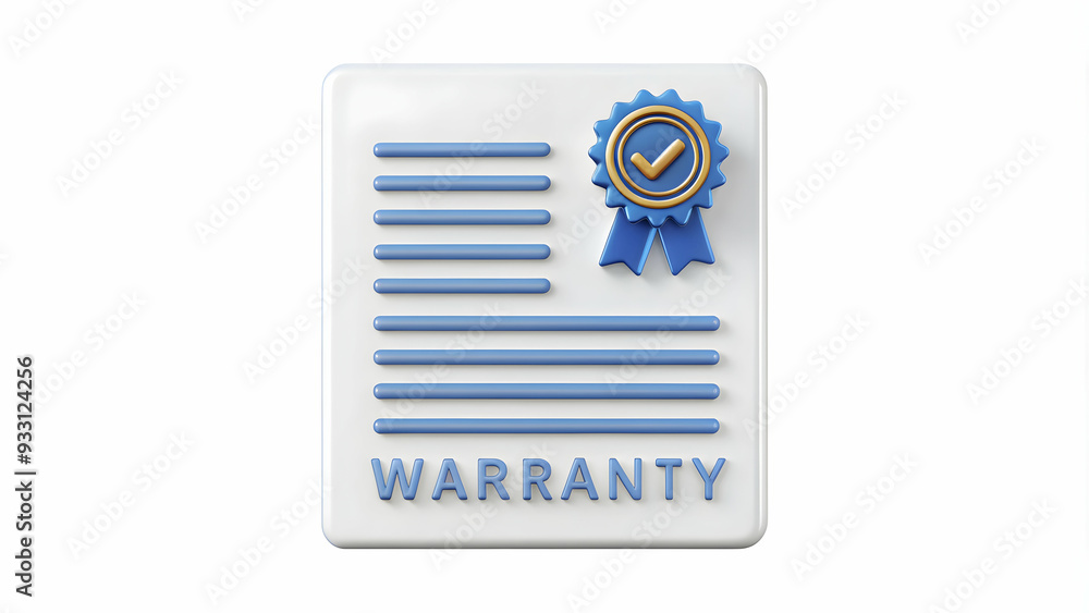 Poster 3d flat icon as warranty logo and a document symbolizing branding and warranty with ample space for 