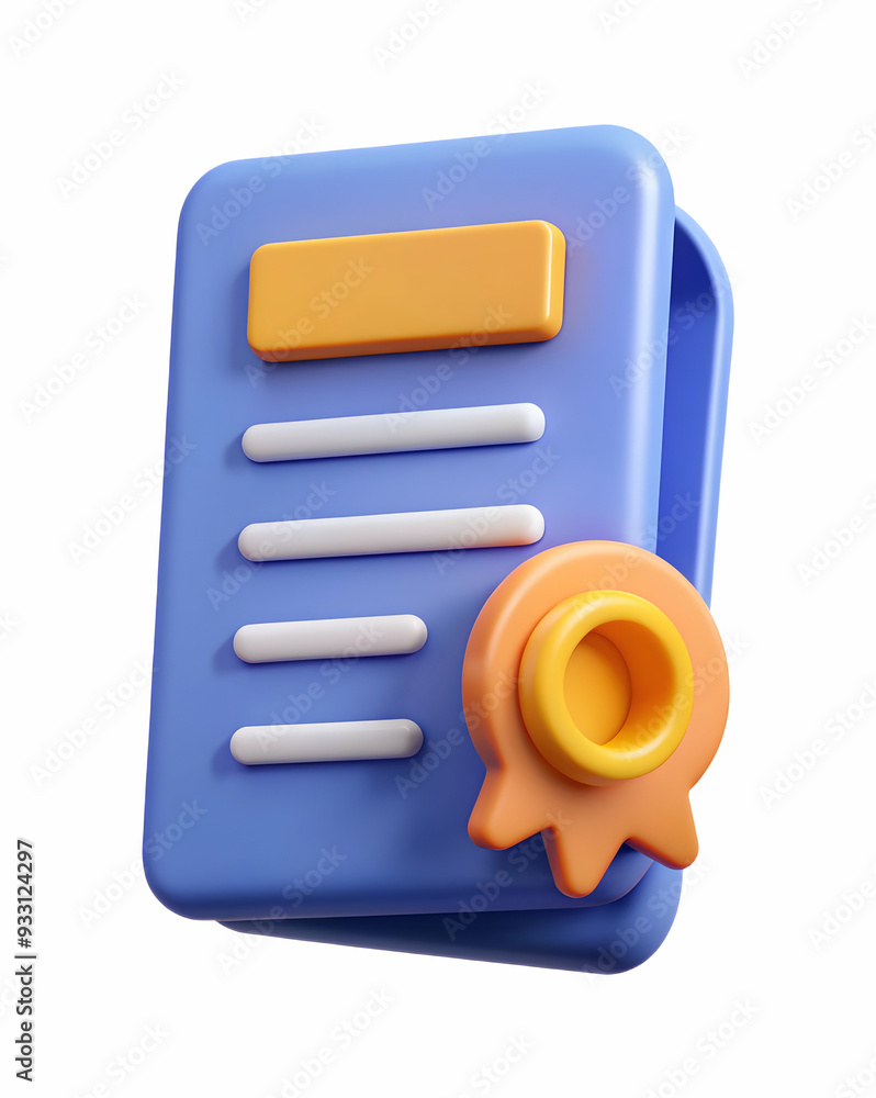 Poster 3d flat icon as warranty logo and a document symbolizing branding and warranty with ample space for 