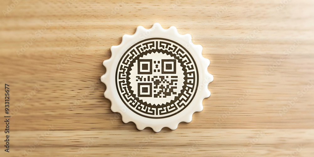 Poster 3d flat icon as warranty sticker and a qr code symbolizing modern warranty with ample space for text