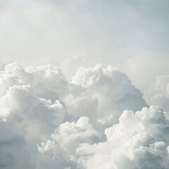 3. Fluffy clouds extending out of the image, stunning sky in the backdrop, grey textured background, diffused light, calm and soothing ambiance, high resolution, 16k resolution, high dynamic range,