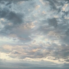 Obraz premium 4. Delicate clouds moving outside the frame, picturesque sky in the background, grey textured canvas, soft and natural light, serene and peaceful mood, high resolution, 16k resolution, high dynamic