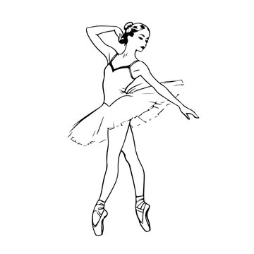 ballerina dancing in black and white clip art preview