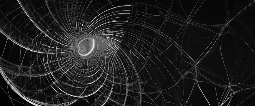Background. Black and white image in the style of the Fibonacci