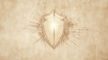 Fototapeta premium Biblical Illustration of a Divine Shield Glowing with Light, Protecting David from the Arrows of the Wicked in Psalms 59