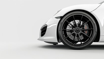 Close-up of a White Sports Car Wheel.