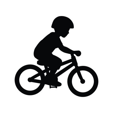 black silhouette child riding bicycle clip art preview