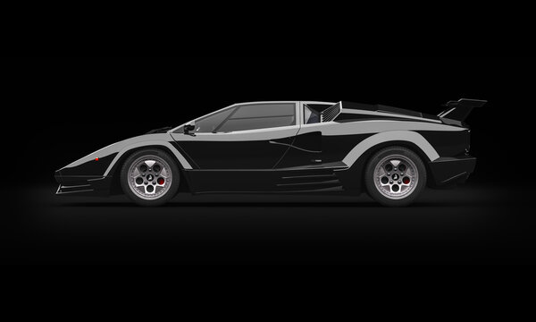 lamborghini countach lp 5000 qv 25 years aniversary 1988 italian v12 supercar in a black studio side