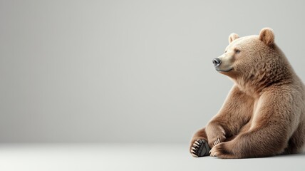 Bear against an isolated background, with its impressive features and large body prominently displayed in a minimalistic environment.