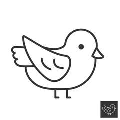 Cute little bird icon with thin line style. Baby animal pictogram. Editable stroke. Simple minimalist bird logo. Great for website, mobile app, ui ux. Vector illustration isolated on white background