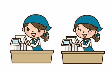 レジで働く女性